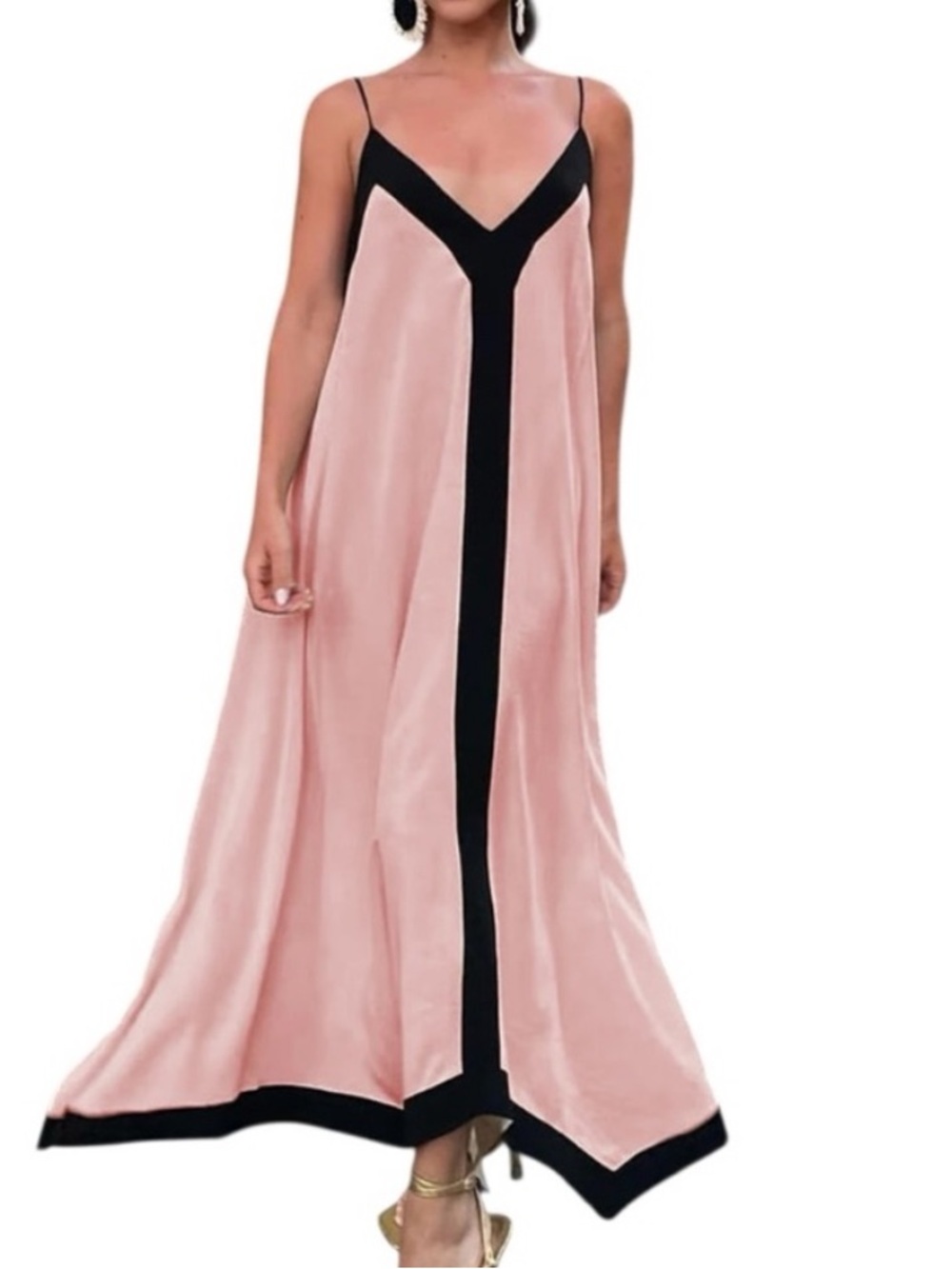 COMMENSE Pink Black Kaftan Slip Dress NWT - Picture 9 of 9